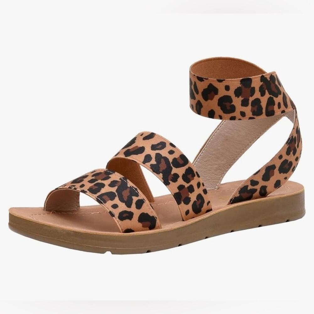 NEW Cheetah Print Sandals CUSHIONAIRE Women Indego Stretch Size 7 Animal Print‎